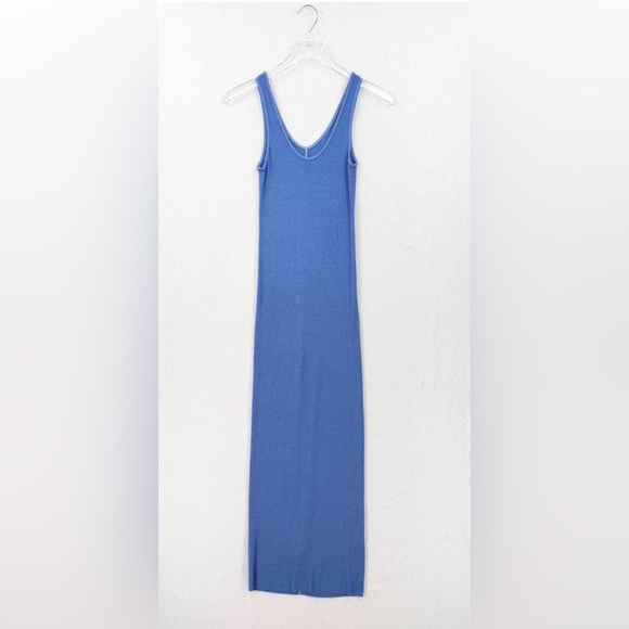NWOT: Enzo Costa Silk Knit Maxi Tank Dress, Cornflower Blue, sz. Small - Picture 2 of 7